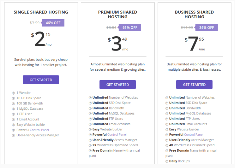 Hostinger shared hosting plan