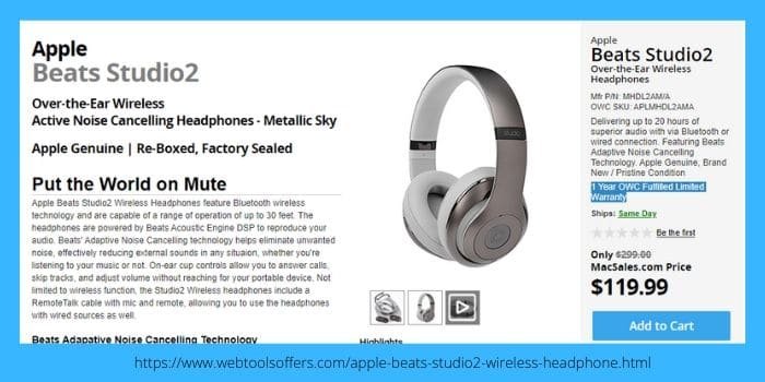 OWC MacSales Apple Beats Studio2 Wireless Headphone