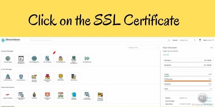 Click on SSL Certificate