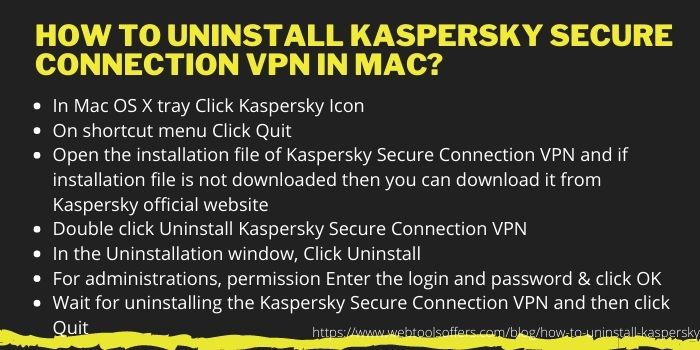 How to Uninstall Kaspersky secure connection vpn in Mac