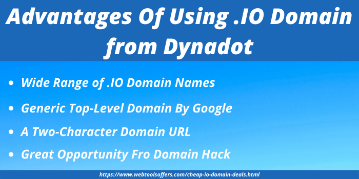 Cheap .IO Domain Discount - Advantages of using .IO Domain with Dynadot