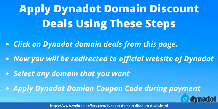 Steps for applying Dynadot Domain Discount Deals